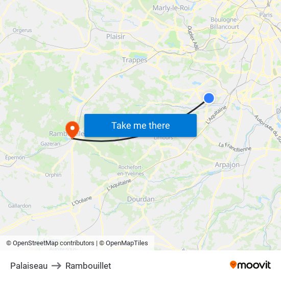 Palaiseau to Rambouillet map