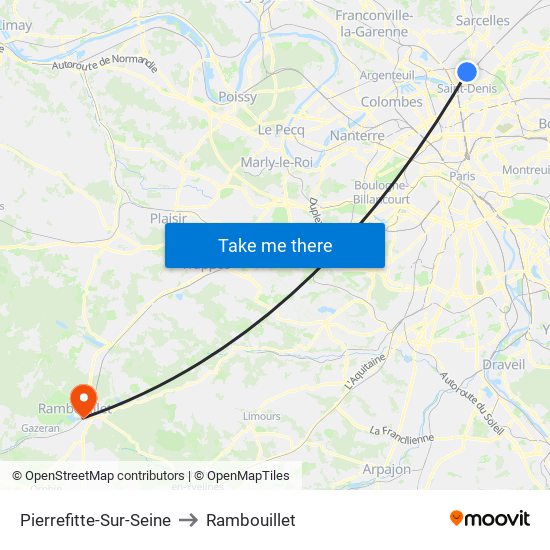 Pierrefitte-Sur-Seine to Rambouillet map