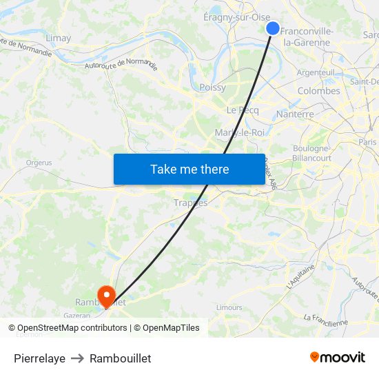 Pierrelaye to Rambouillet map