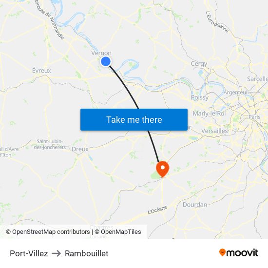 Port-Villez to Rambouillet map