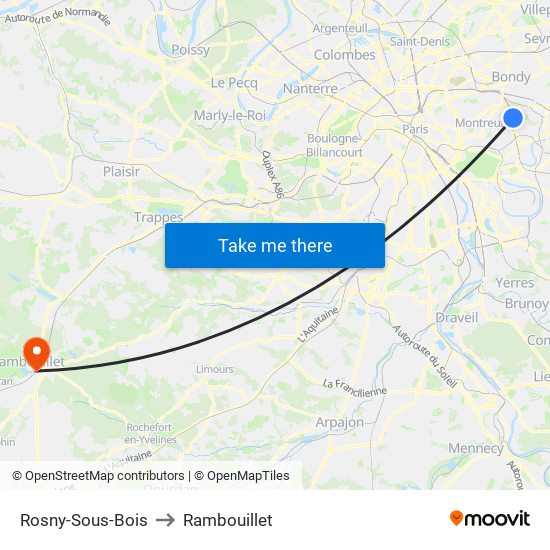 Rosny-Sous-Bois to Rambouillet map