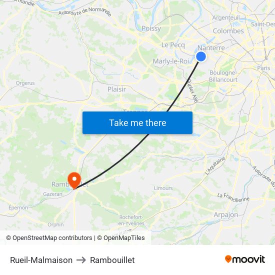Rueil-Malmaison to Rambouillet map