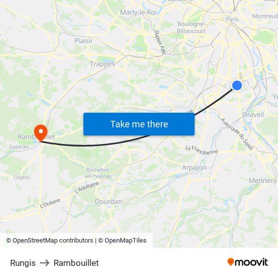 Rungis to Rambouillet map