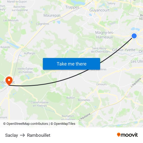 Saclay to Rambouillet map