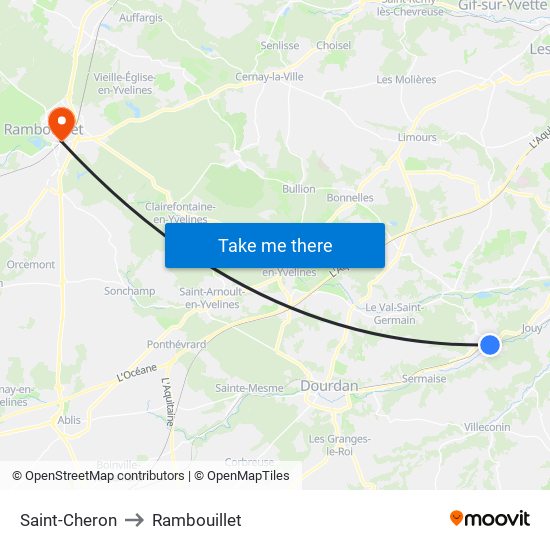 Saint-Cheron to Rambouillet map