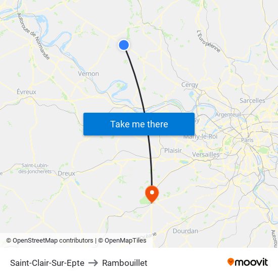 Saint-Clair-Sur-Epte to Rambouillet map