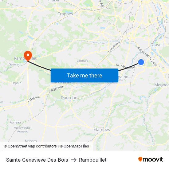 Sainte-Genevieve-Des-Bois to Rambouillet map