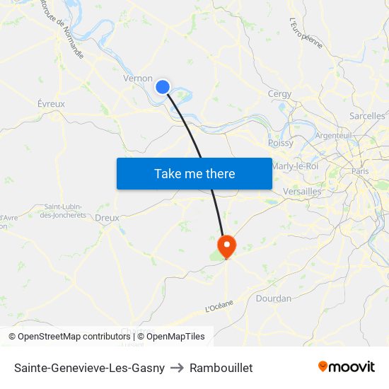 Sainte-Genevieve-Les-Gasny to Rambouillet map