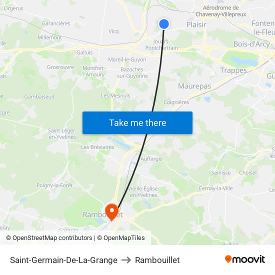 Saint-Germain-De-La-Grange to Rambouillet map