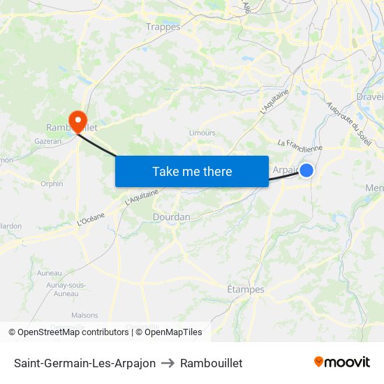 Saint-Germain-Les-Arpajon to Rambouillet map