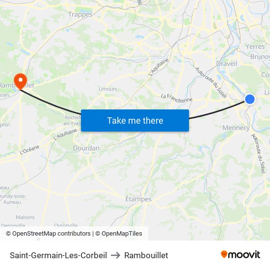 Saint-Germain-Les-Corbeil to Rambouillet map