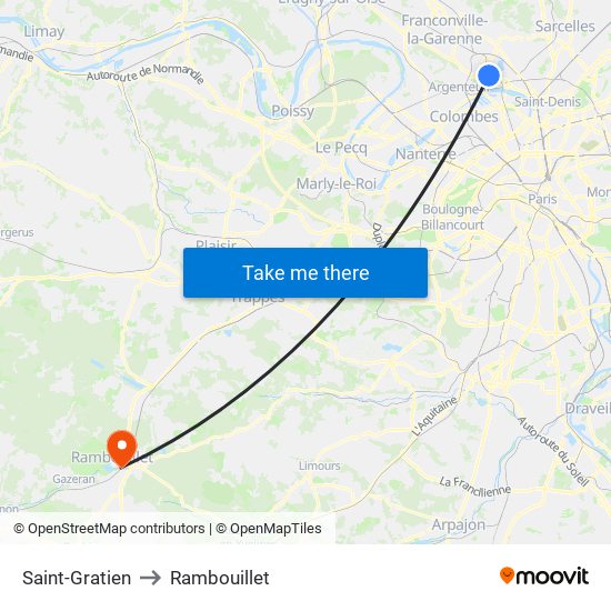 Saint-Gratien to Rambouillet map