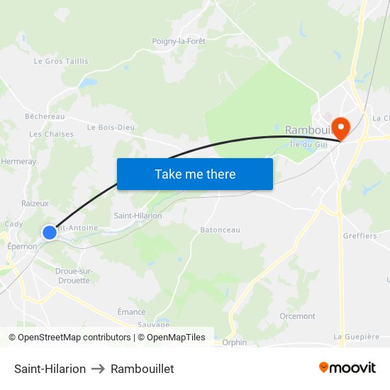 Saint-Hilarion to Rambouillet map