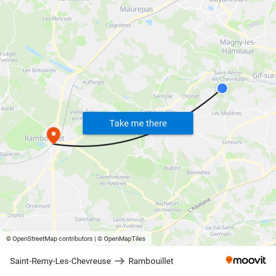 Saint-Remy-Les-Chevreuse to Rambouillet map