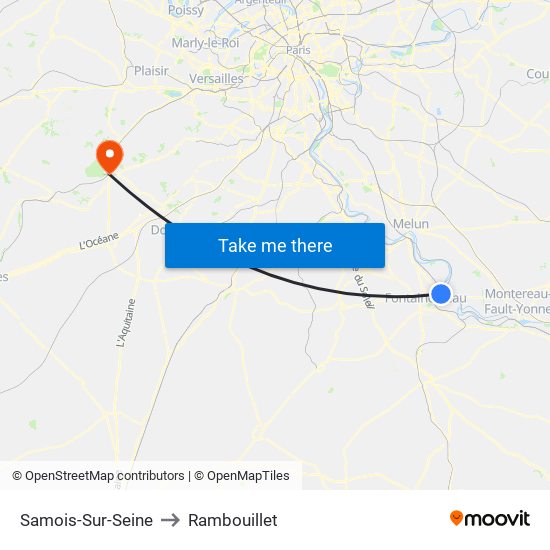 Samois-Sur-Seine to Rambouillet map