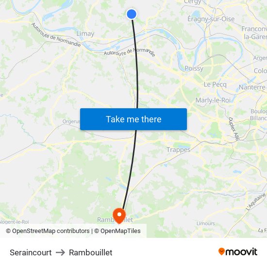 Seraincourt to Rambouillet map
