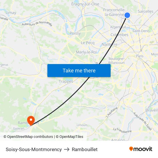 Soisy-Sous-Montmorency to Rambouillet map
