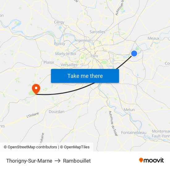 Thorigny-Sur-Marne to Rambouillet map