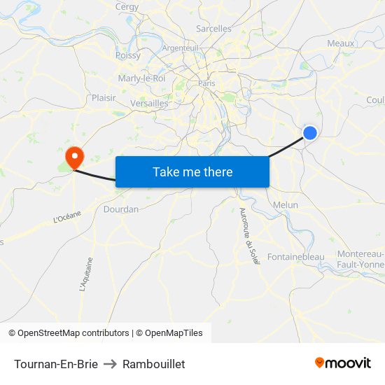Tournan-En-Brie to Rambouillet map