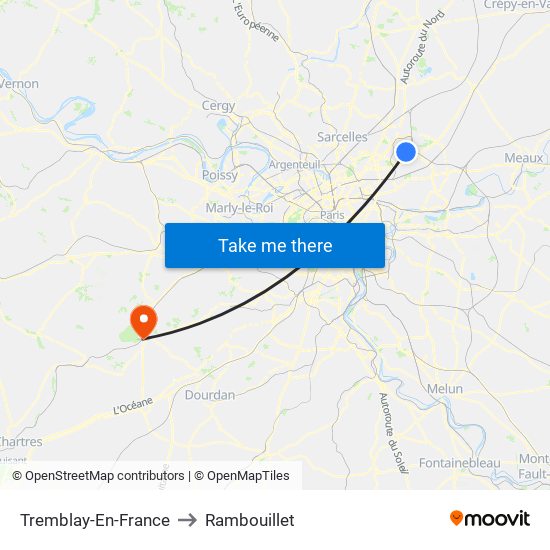 Tremblay-En-France to Rambouillet map