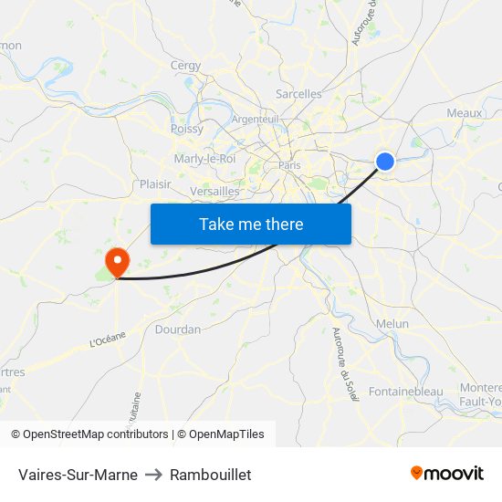 Vaires-Sur-Marne to Rambouillet map