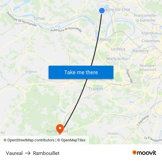Vaureal to Rambouillet map