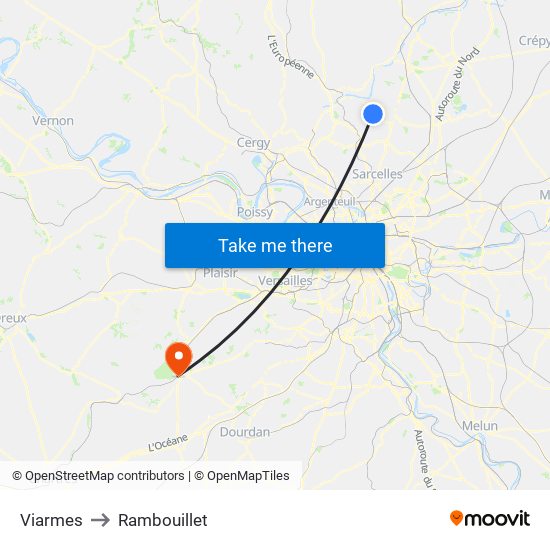 Viarmes to Rambouillet map