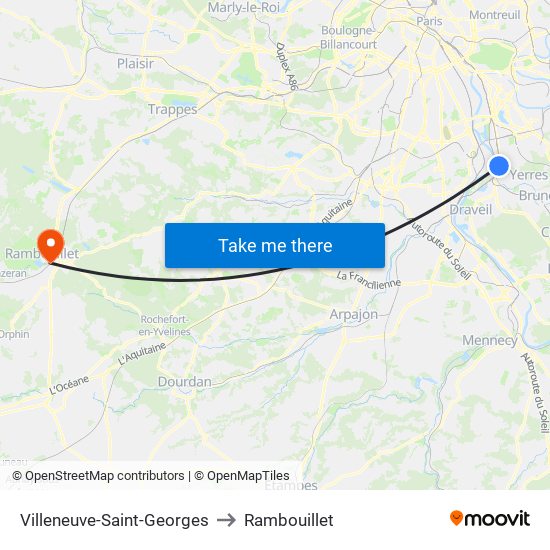 Villeneuve-Saint-Georges to Rambouillet map