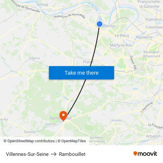 Villennes-Sur-Seine to Rambouillet map