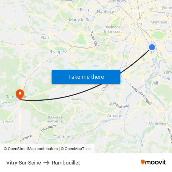 Vitry-Sur-Seine to Rambouillet map