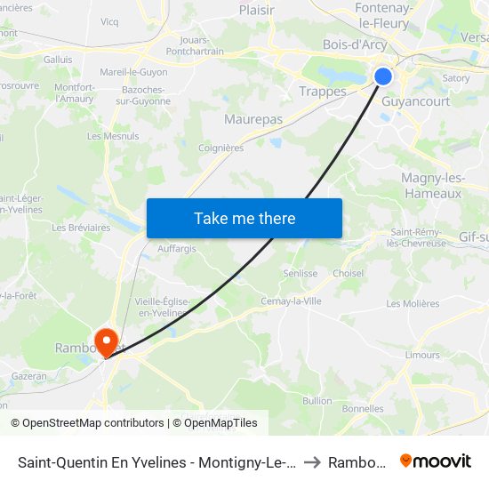 Saint-Quentin En Yvelines - Montigny-Le-Bretonneux to Rambouillet map