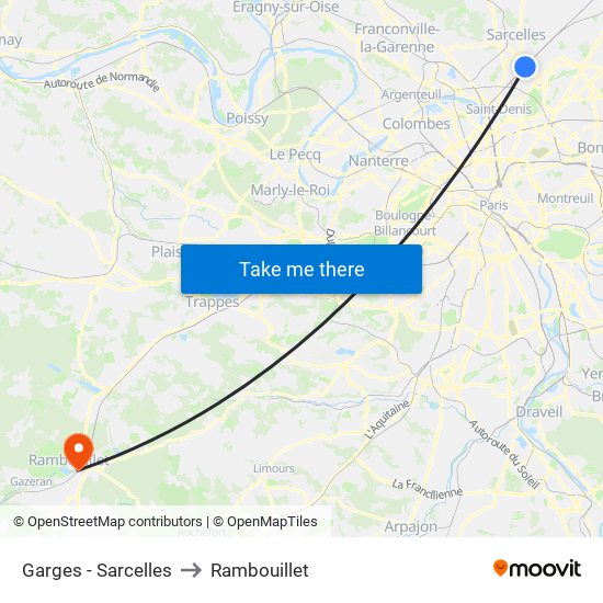 Garges - Sarcelles to Rambouillet map