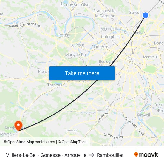 Villiers-Le-Bel - Gonesse - Arnouville to Rambouillet map