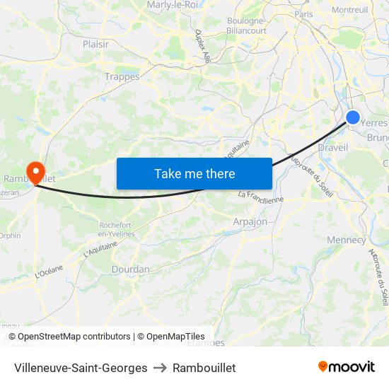 Villeneuve-Saint-Georges to Rambouillet map