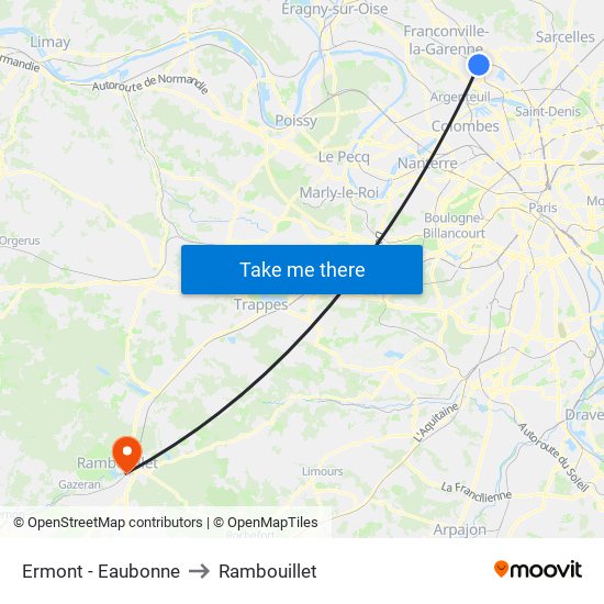 Ermont - Eaubonne to Rambouillet map