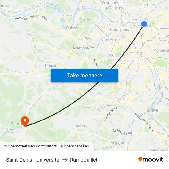 Saint-Denis - Université to Rambouillet map