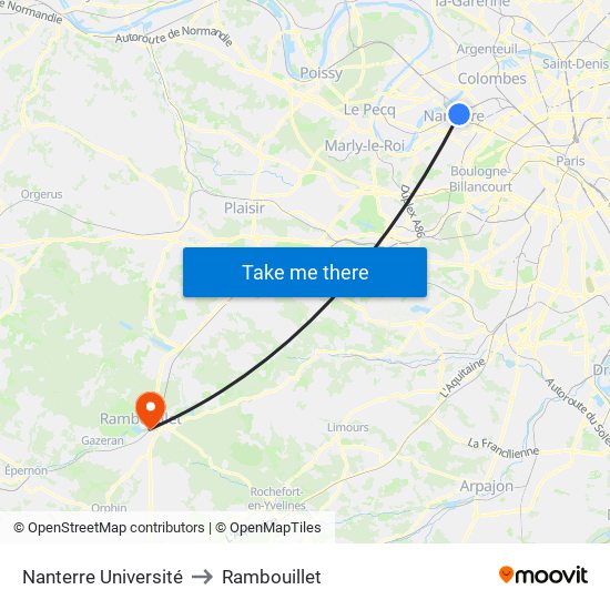 Nanterre Université to Rambouillet map