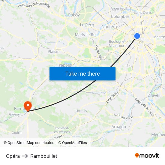 Opéra to Rambouillet map
