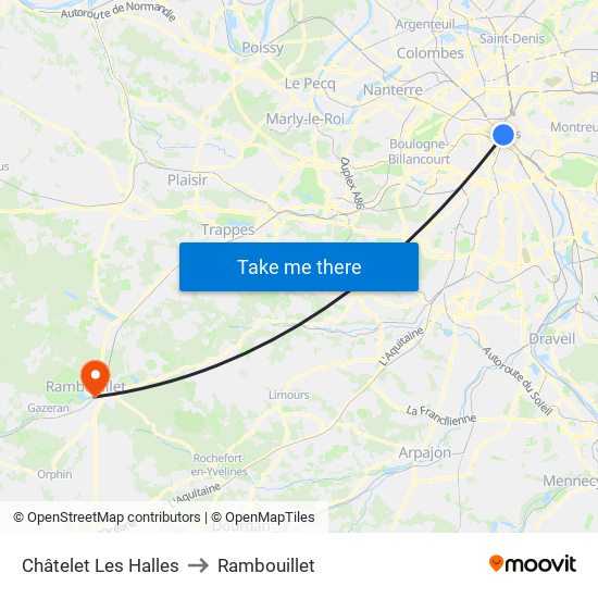 Châtelet Les Halles to Rambouillet map