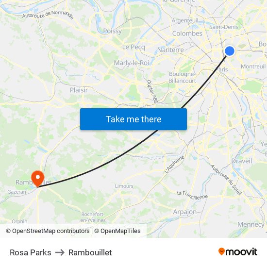 Rosa Parks to Rambouillet map