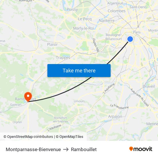 Montparnasse-Bienvenue to Rambouillet map