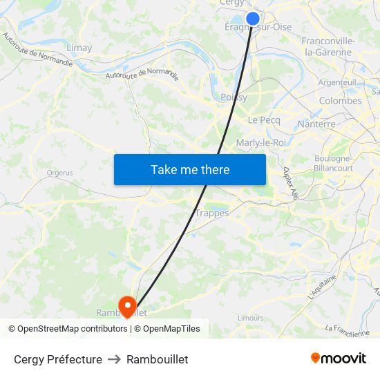 Cergy Préfecture to Rambouillet map