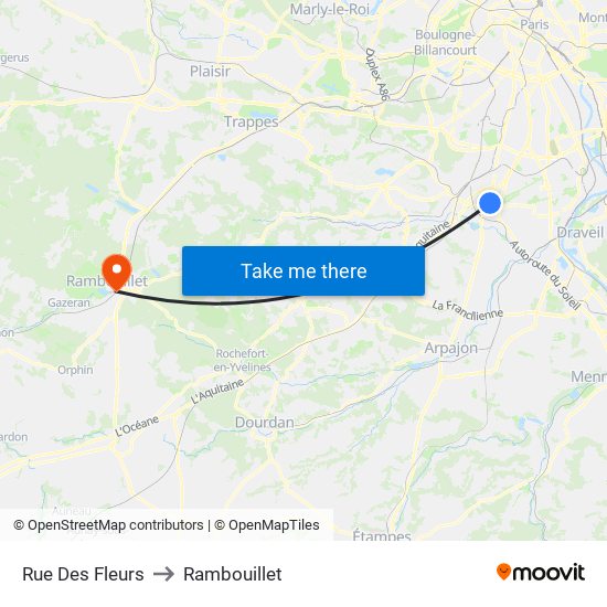 Rue Des Fleurs to Rambouillet map