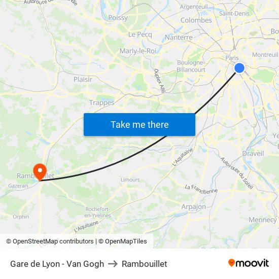 Gare de Lyon - Van Gogh to Rambouillet map