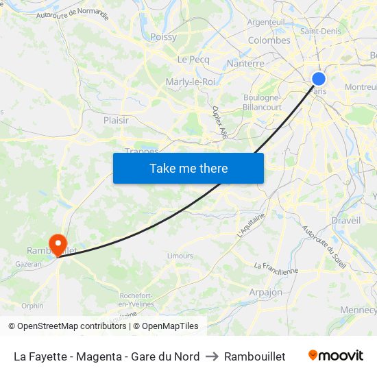 La Fayette - Magenta - Gare du Nord to Rambouillet map