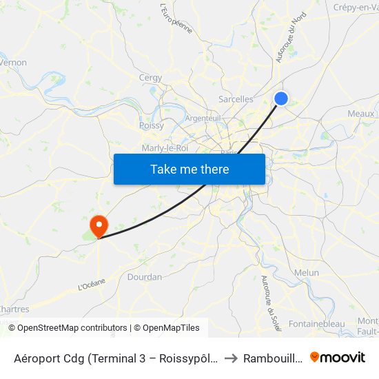 Aéroport Cdg (Terminal 3 – Roissypôle) to Rambouillet map