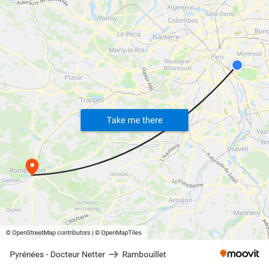Pyrénées - Docteur Netter to Rambouillet map