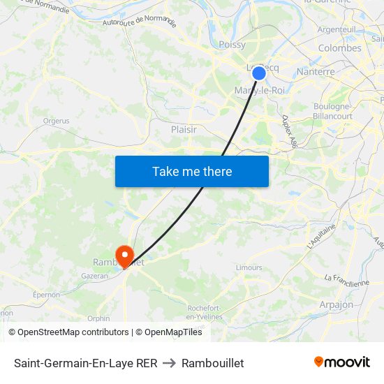 Saint-Germain-En-Laye RER to Rambouillet map