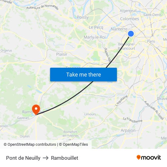 Pont de Neuilly to Rambouillet map