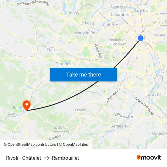 Rivoli - Châtelet to Rambouillet map